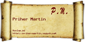 Priher Martin névjegykártya